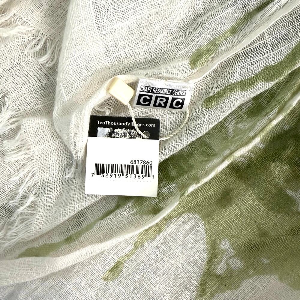 NWT Ten Thousand Villages splash drip print scarf green Made in India - Picture 4 of 6